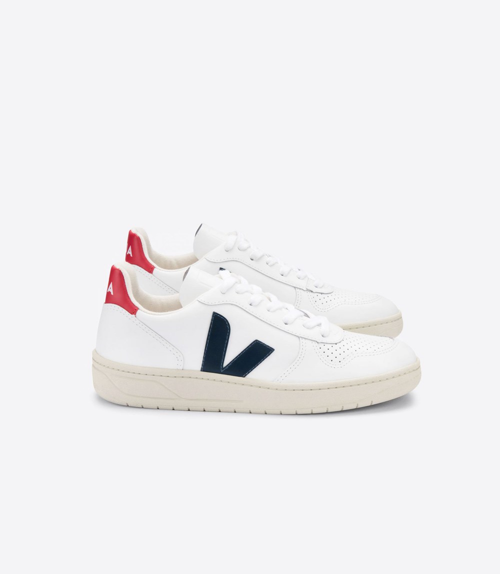 Veja Trainers Mens White - V-10 Leather - AKRU-95372